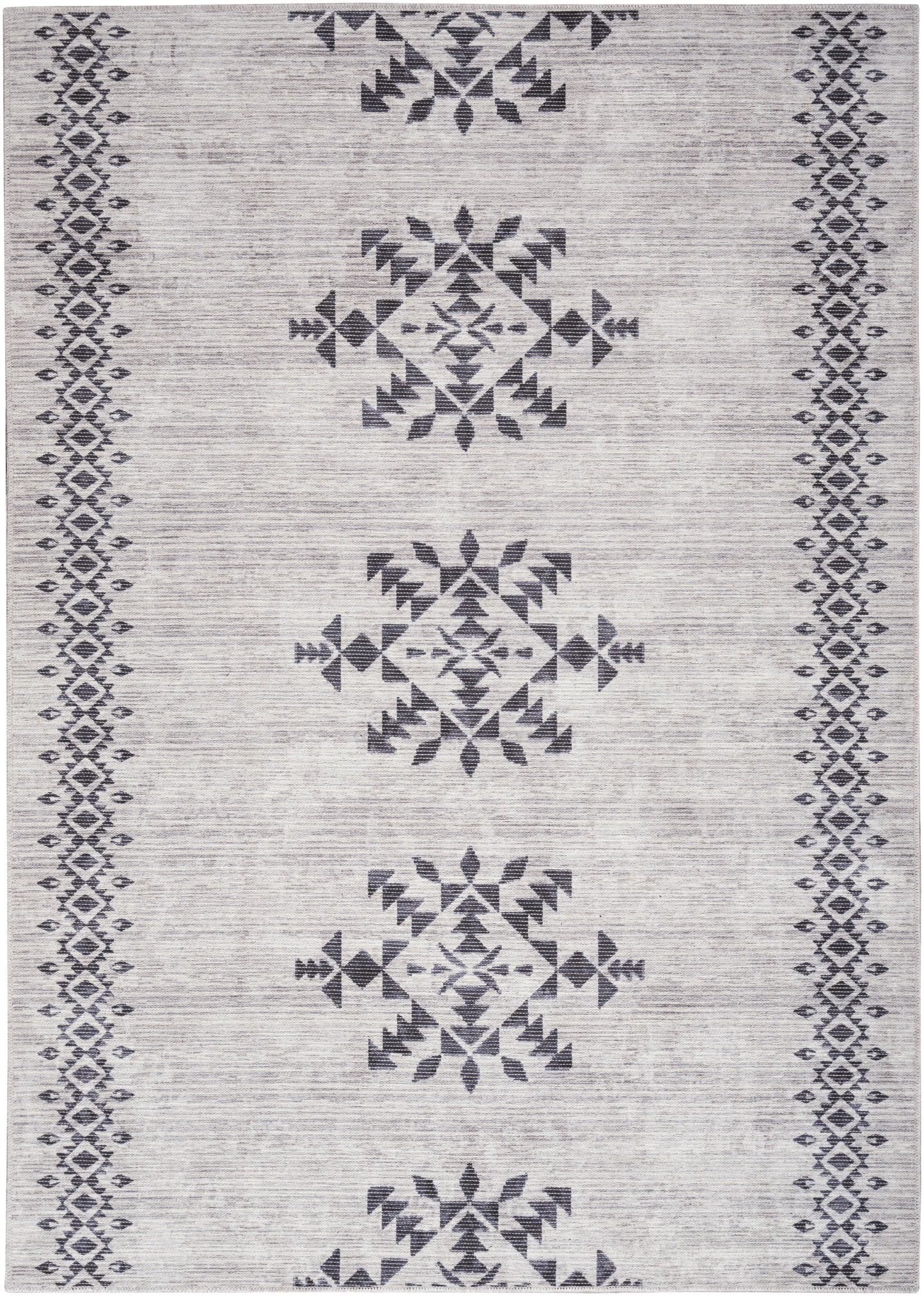 Nourison Home New Concept Washables SR109 Ivory Charcoal Contemporary Machine Woven Rug