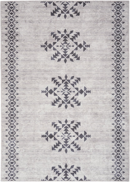 Nourison Home New Concept Washables SR109 Ivory Charcoal Contemporary Machine Woven Rug