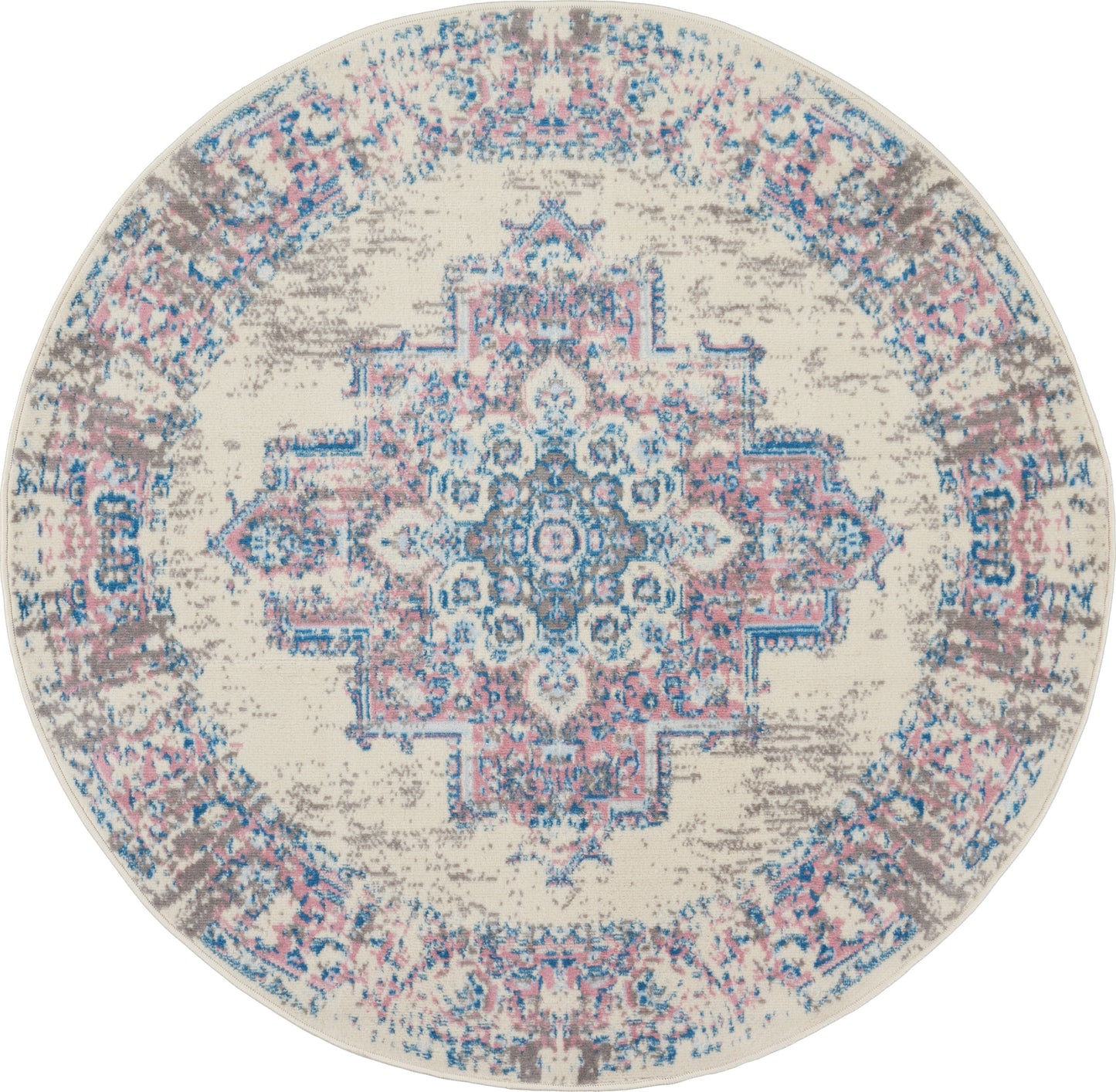Nourison Home Grafix GRF14 Ivory Pink Transitional Power-loomed Rug