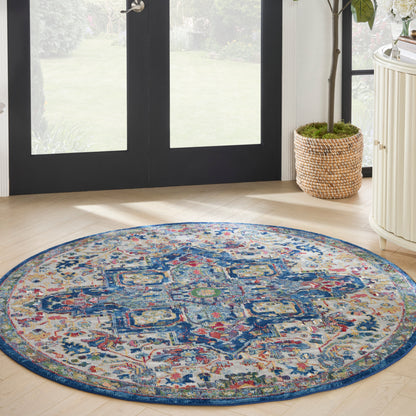 Nourison Home Ankara Global  Grey Navy  Transitional