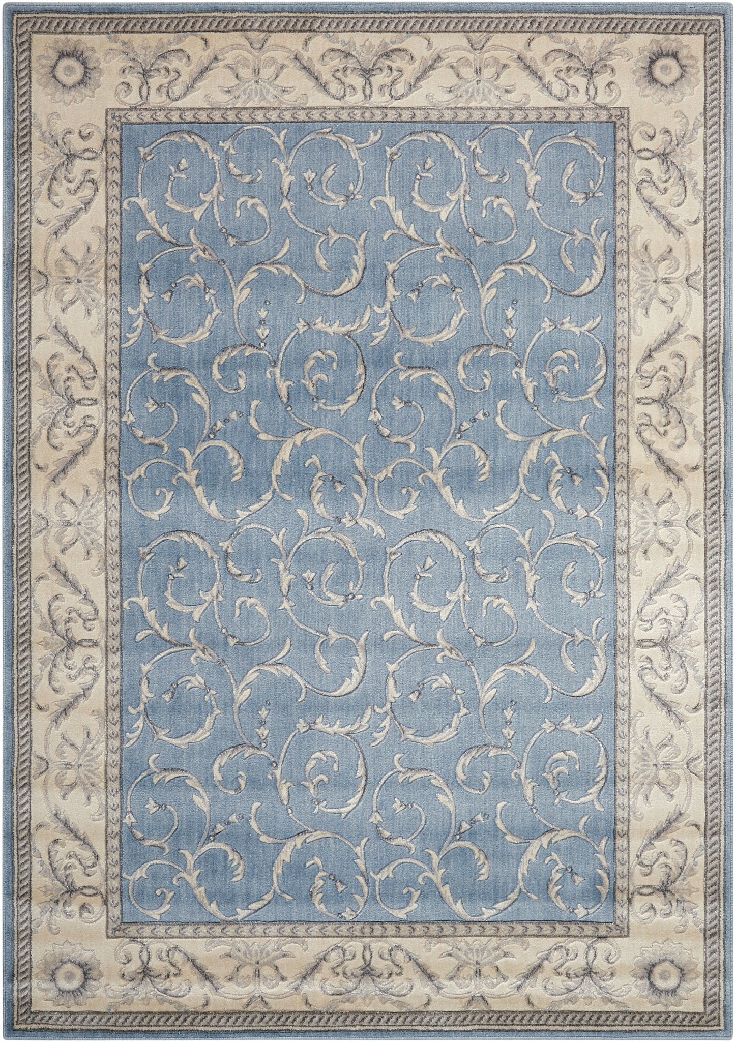 Nourison Home Somerset ST02 Light Blue Traditional Power-loomed Rug