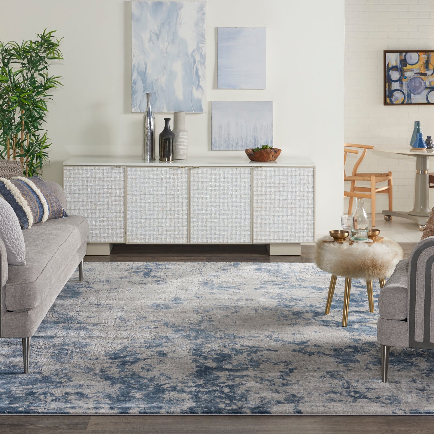 Nourison Home Rustic Textures  Grey Blue  Contemporary