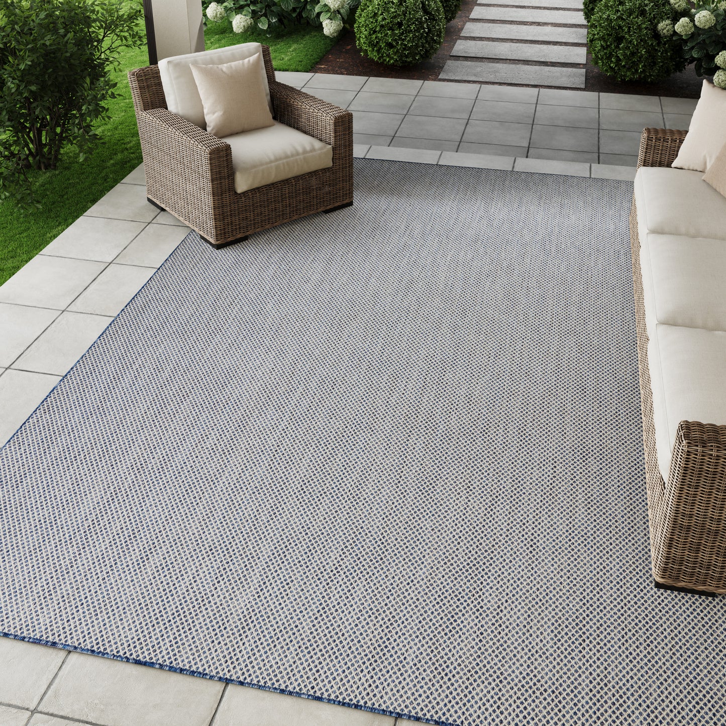 Nourison Home Courtyard  Ivory Blue  Contemporary