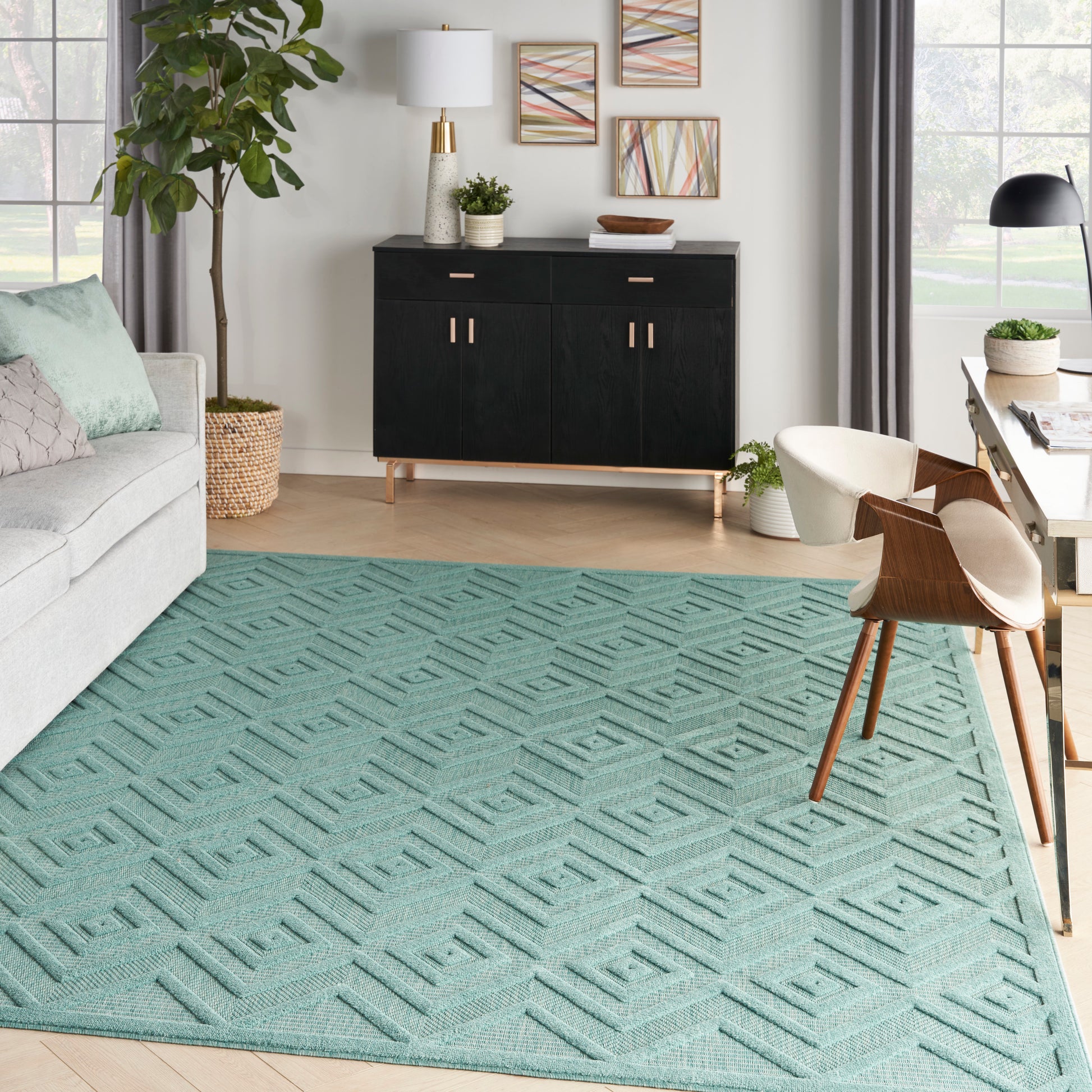 Nourison Home Versatile  Aqua Teal  Contemporary