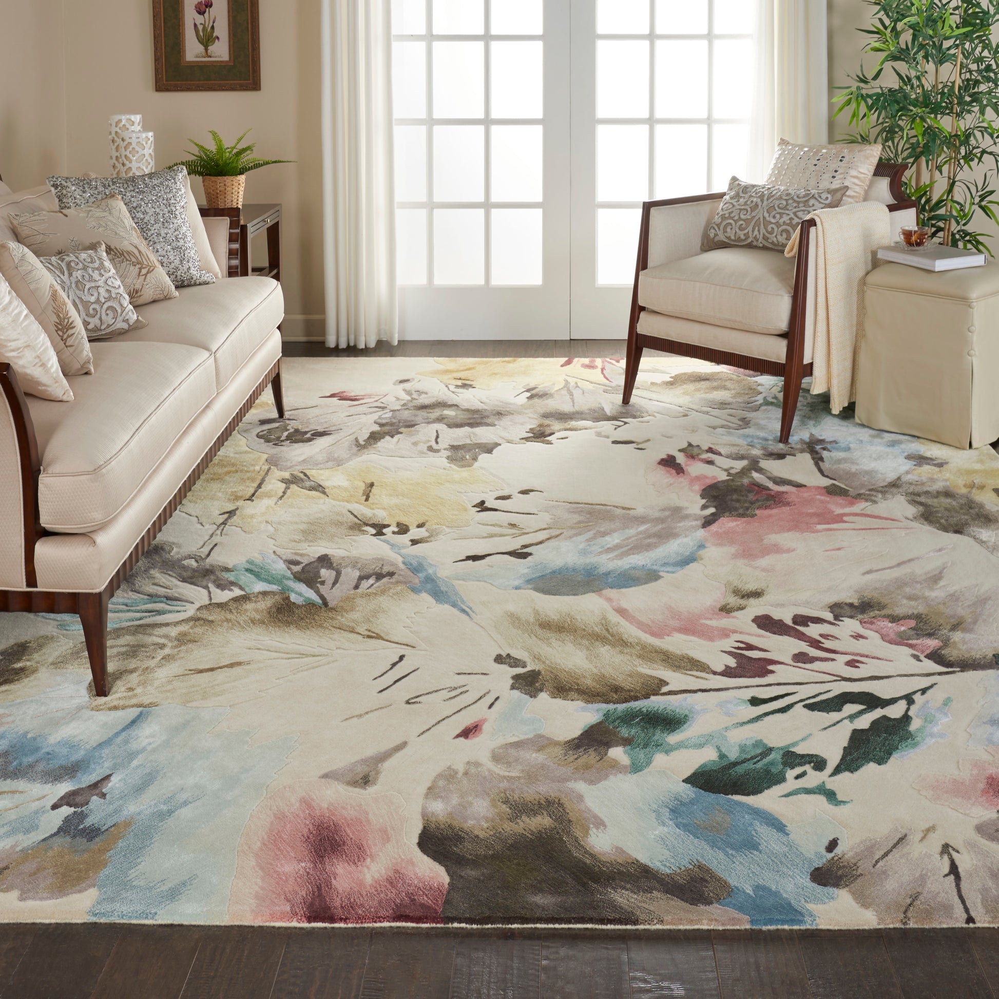 Nourison Home Prismatic  Beige Multicolor  Contemporary