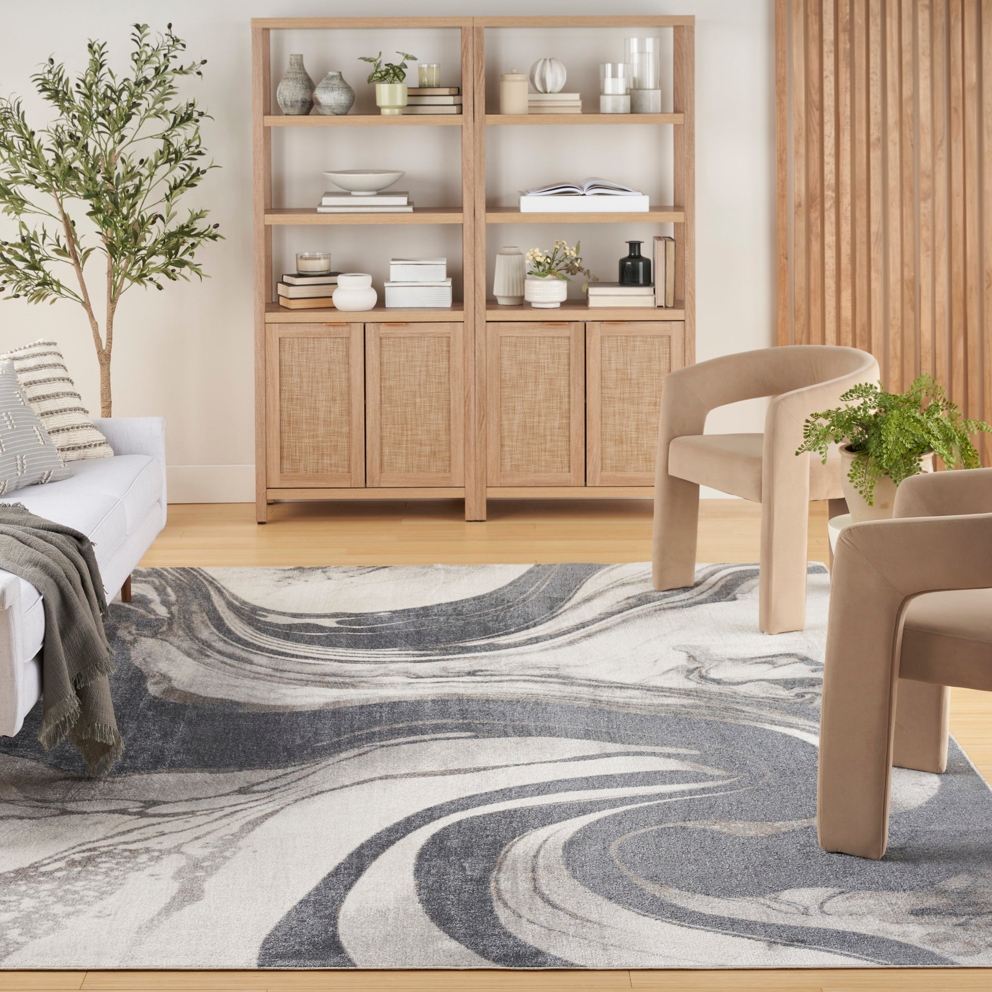 Nourison Home Astra Machine Washable  Ivory Grey  Contemporary