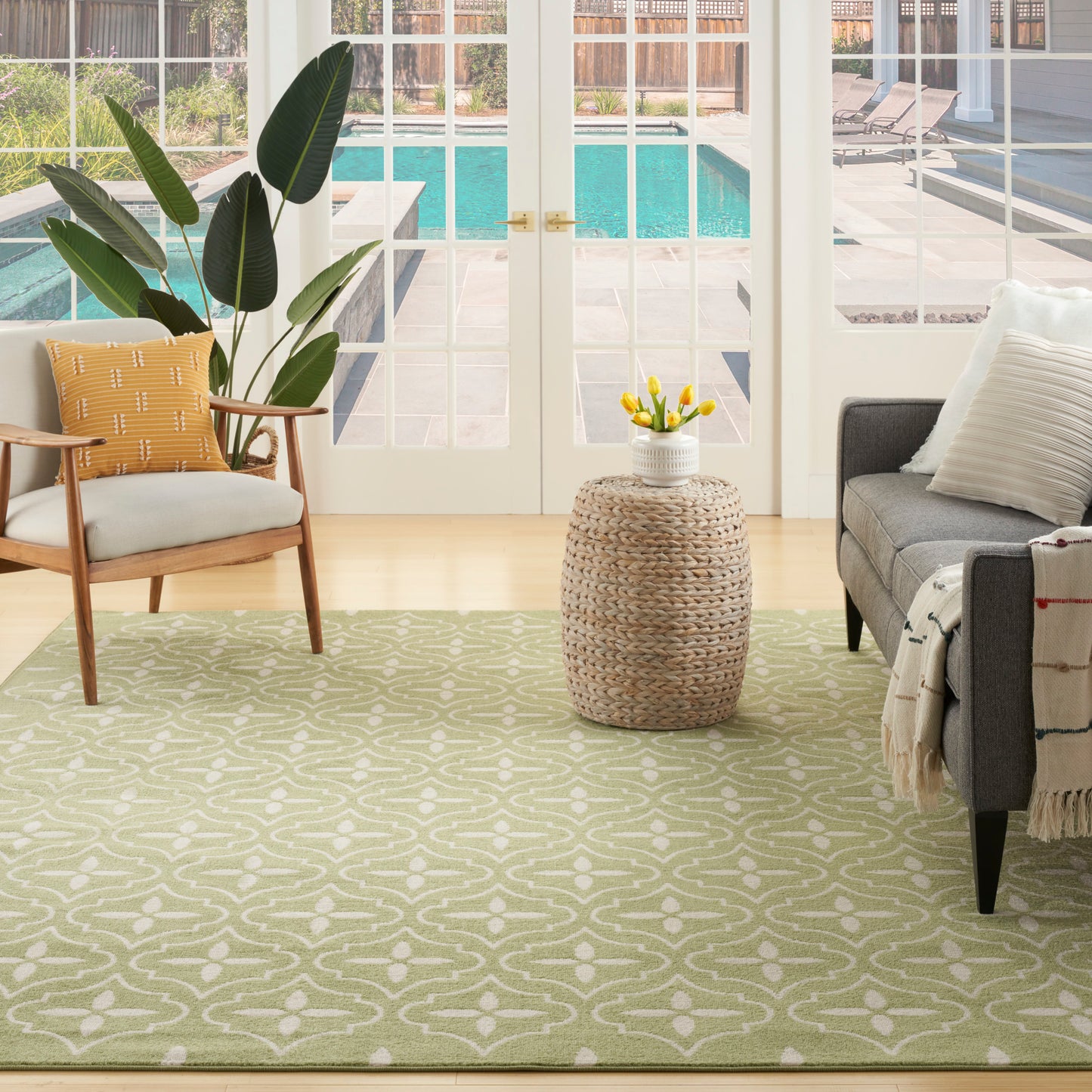 Nourison Home Nourison Essentials  Green Ivory  Contemporary