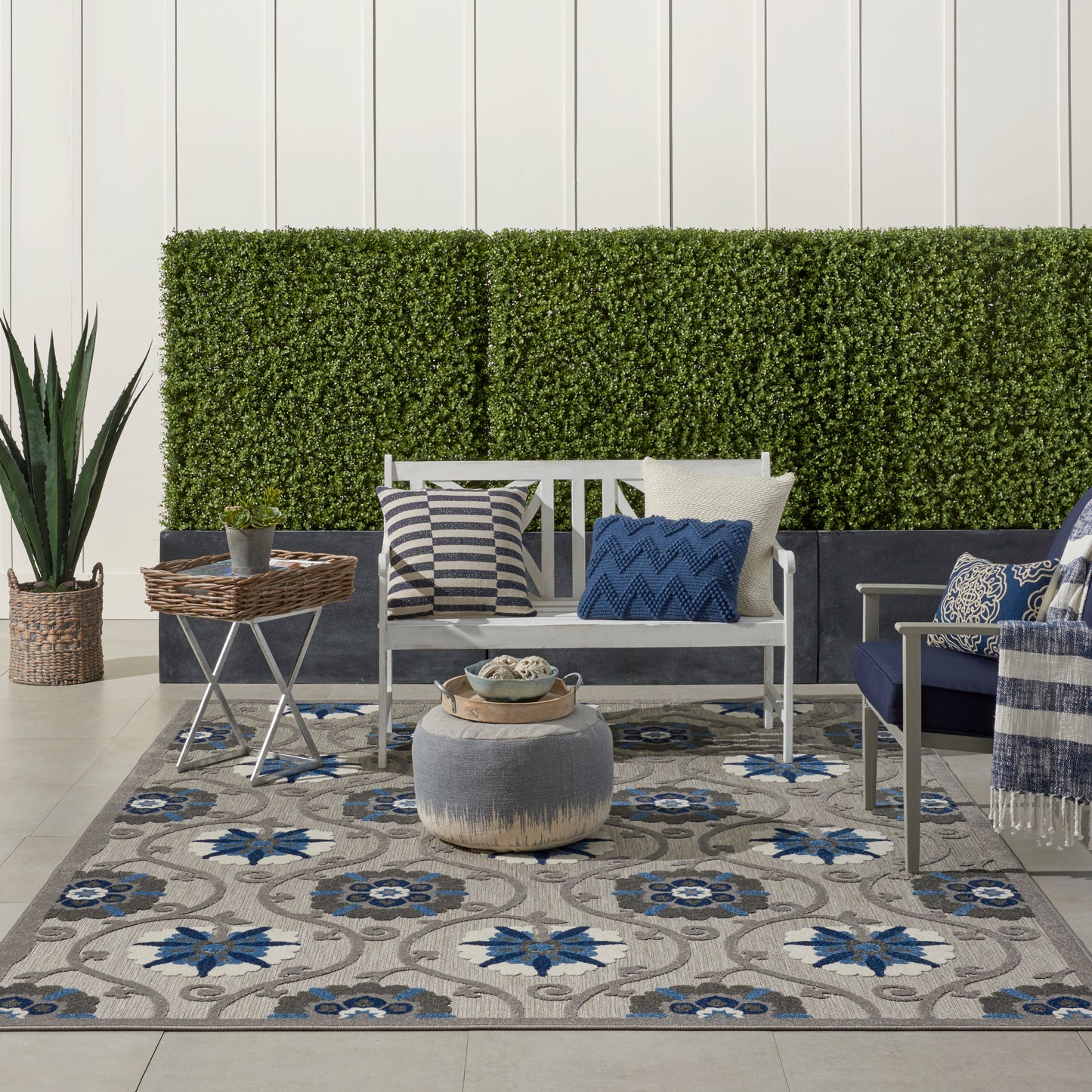 Nourison Home Aloha  Grey Blue  Contemporary