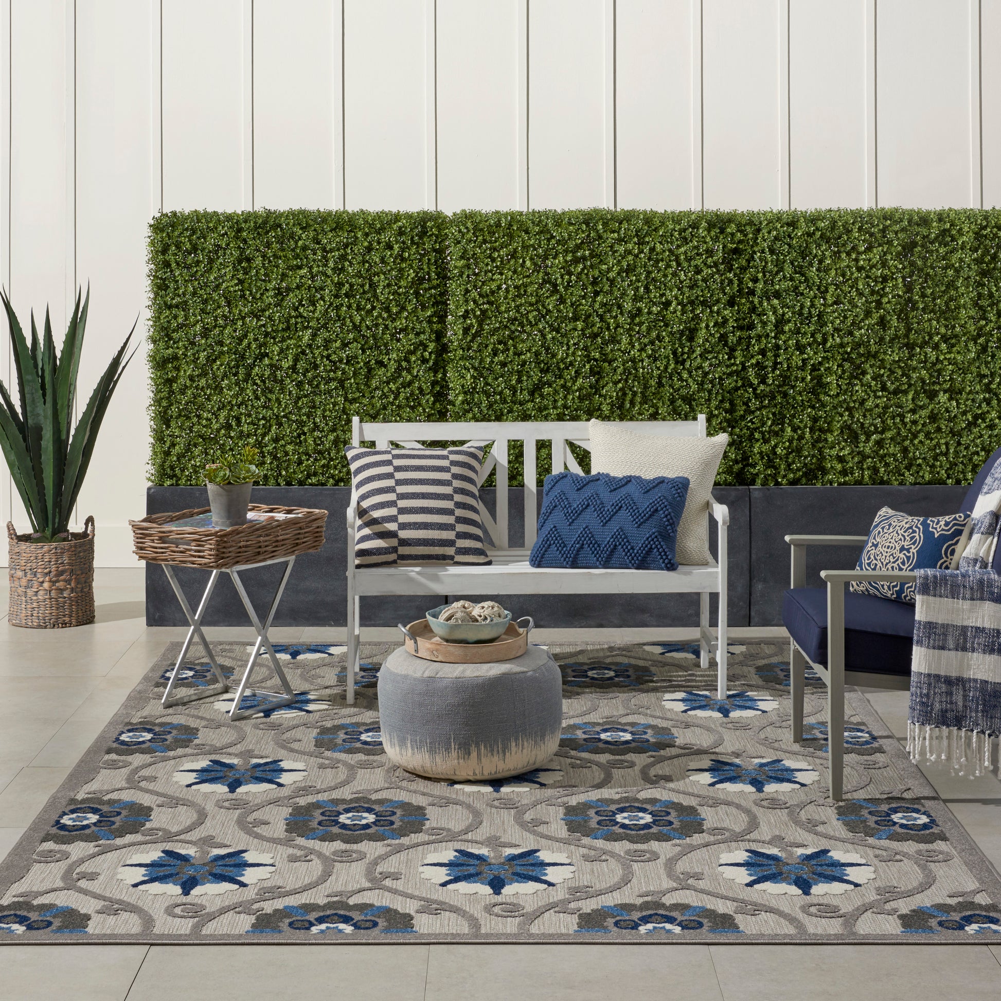 Nourison Home Aloha  Grey Blue  Contemporary