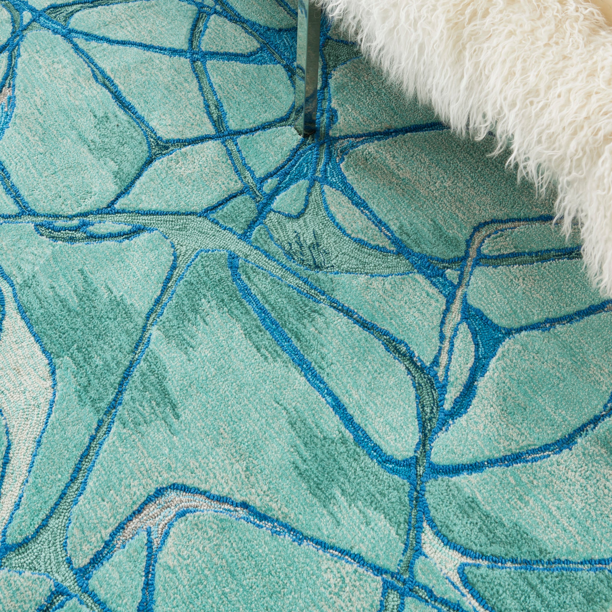 Nourison Home Symmetry  Aqua Blue  Contemporary
