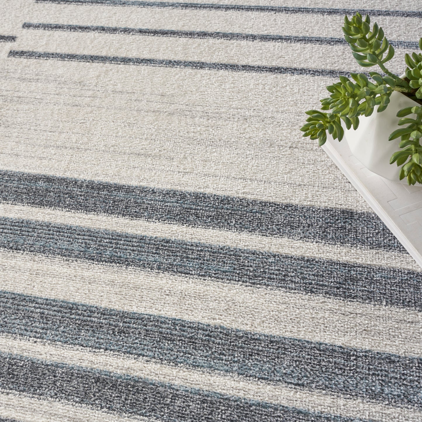 Nourison Home Astra Machine Washable  Ivory Blue  Contemporary