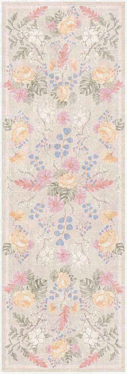 Nourison Home Botanical Washables BOT02 Beige Multicolor Contemporary Machine Woven Rug