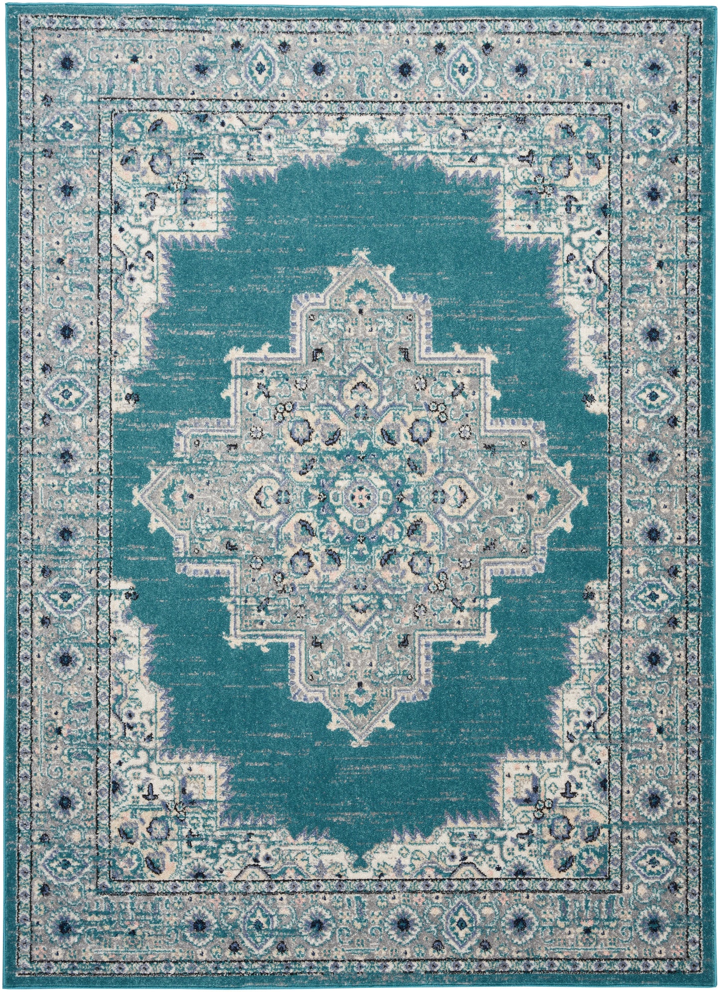 Nourison Home Passion PSN03 Turquoise Grey Transitional Power-loomed Rugs