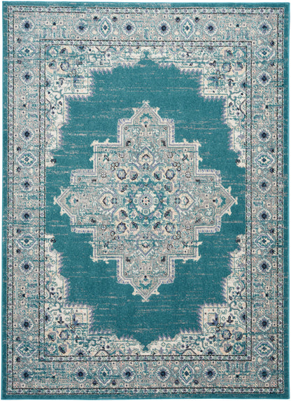 Nourison Home Passion PSN03 Turquoise Grey Transitional Power-loomed Rugs