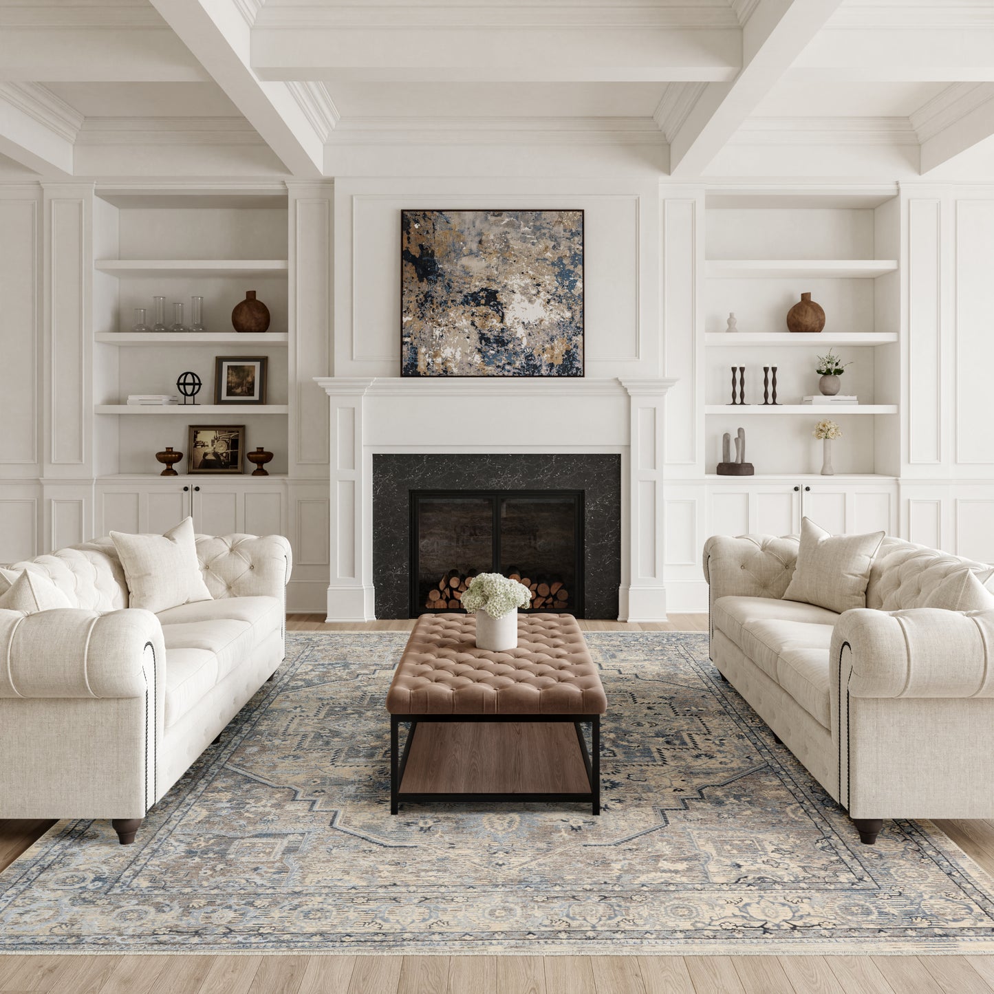 Nourison Home Sultana  Ivory Blue  Traditional