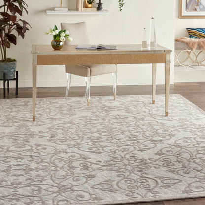 Nourison Home Damask  Ivory Grey  Traditional