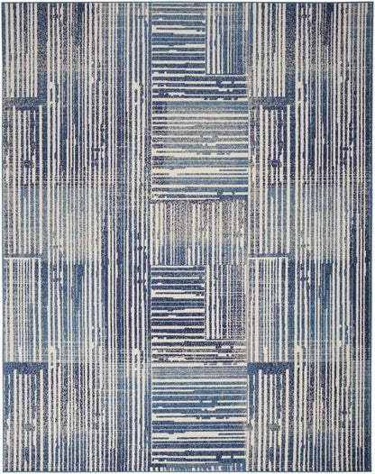Nourison Home Grafix GRF42 Blue Grey Contemporary Power-loomed Rug