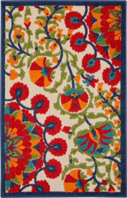 Nourison Home Aloha ALH20 Red Multicolor Contemporary Power-loomed Rugs