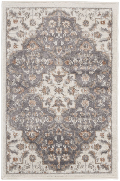 Nourison Home Elation ETN08 Ivory Grey Traditional Power-loomed Rug