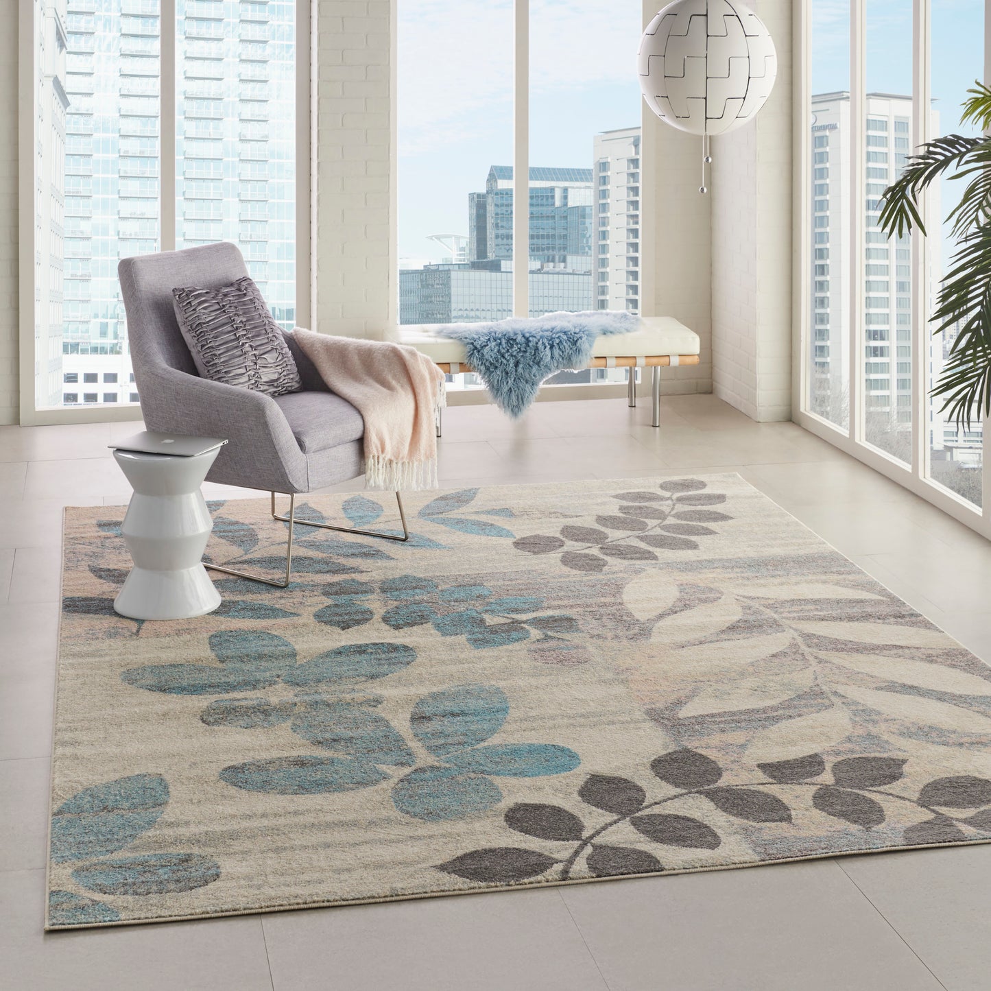 Nourison Home Tranquil  Ivory Light Blue  Contemporary