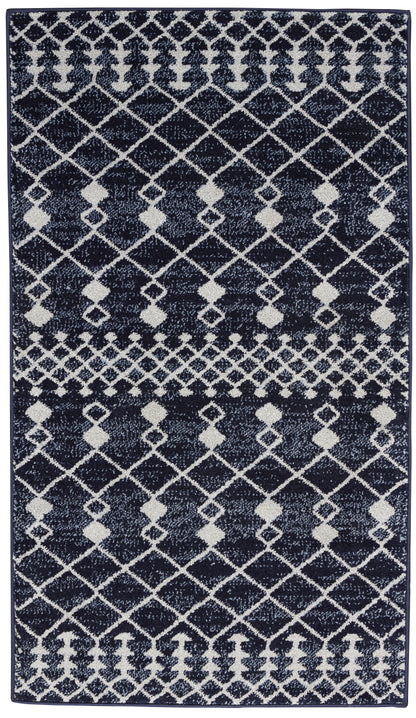 Nourison Home Palermo PMR03 Navy Grey Contemporary Power-loomed Rug