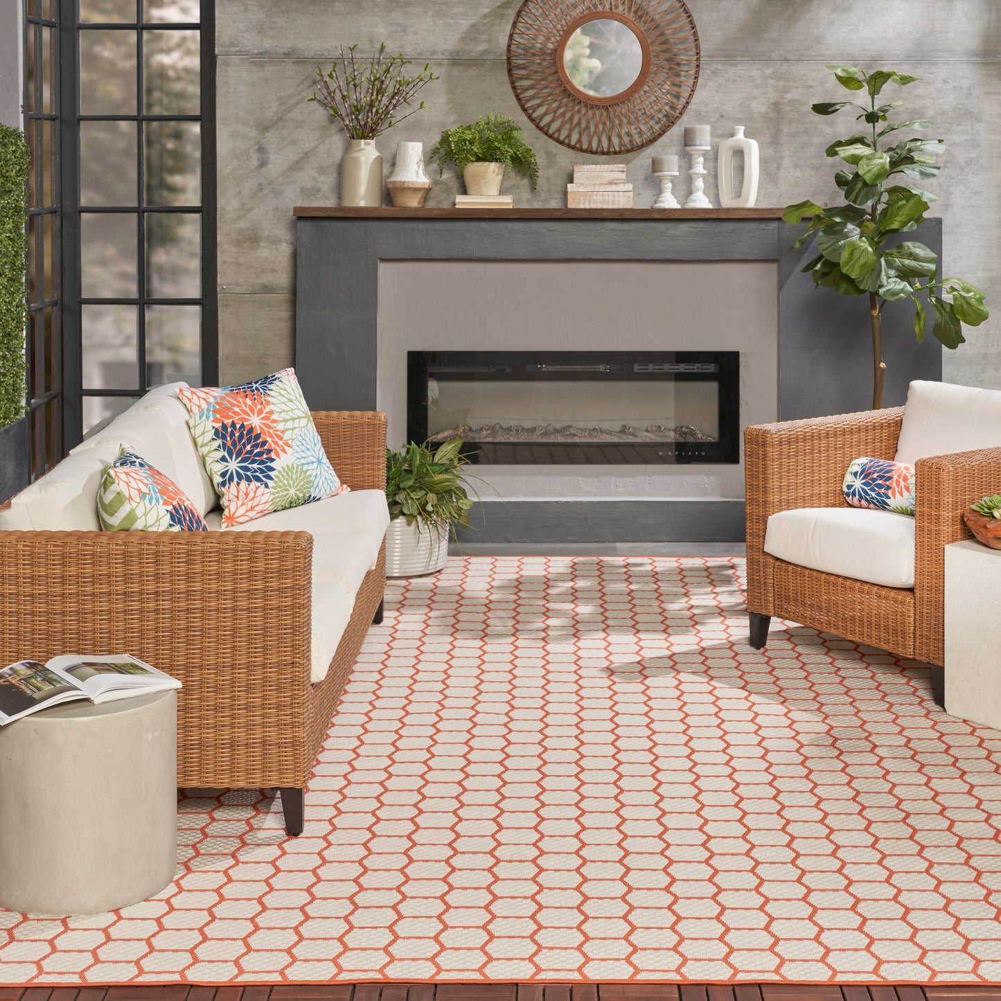 Nourison Home Twist Reversible  Coral  Contemporary