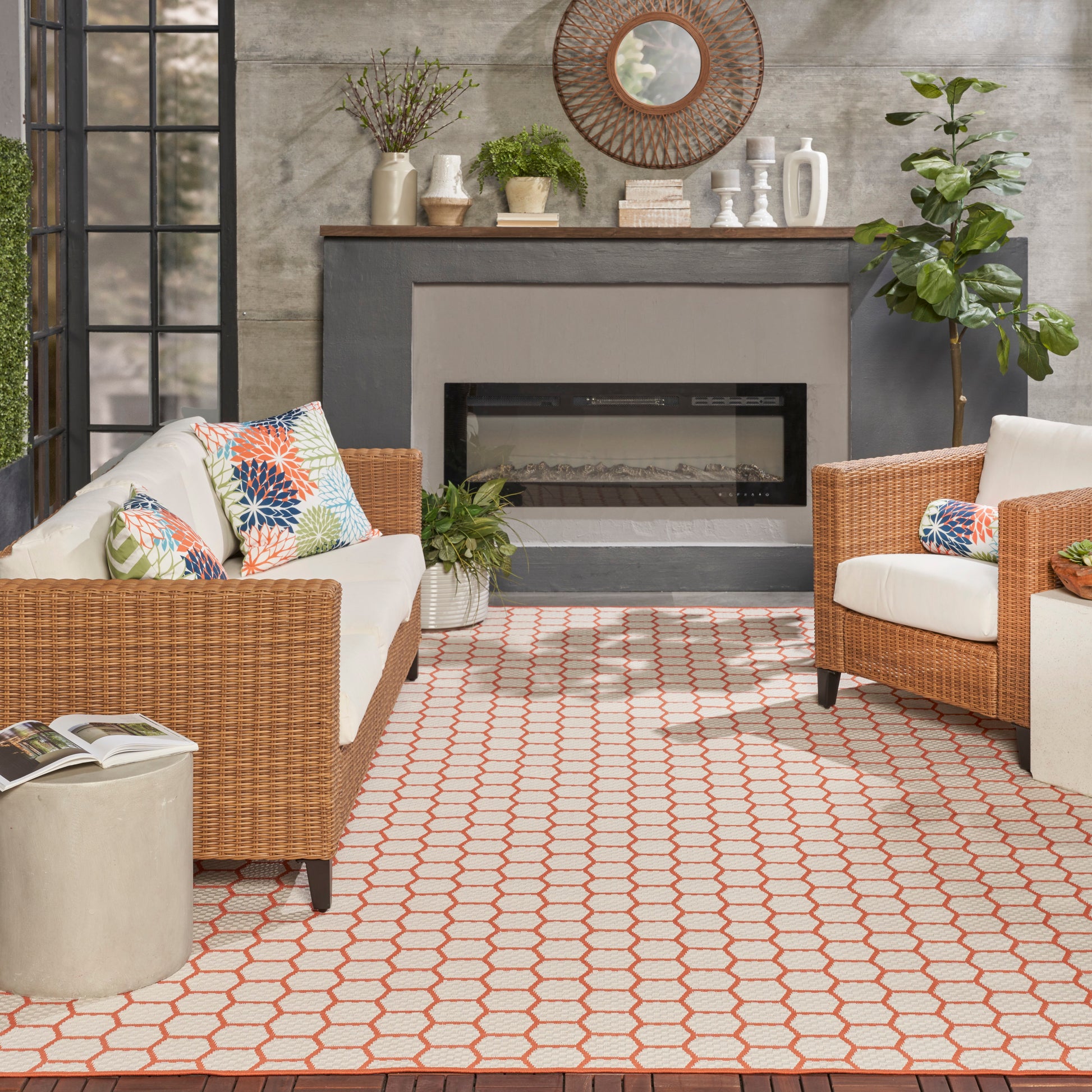 Nourison Home Twist Reversible  Coral  Contemporary