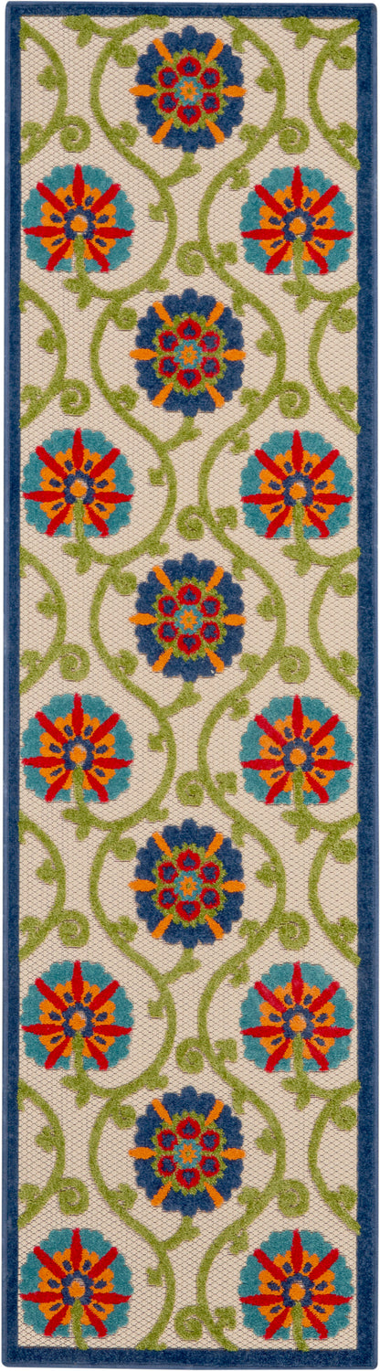 Nourison Home Aloha ALH19 Blue Multicolor Contemporary Power-loomed Rugs