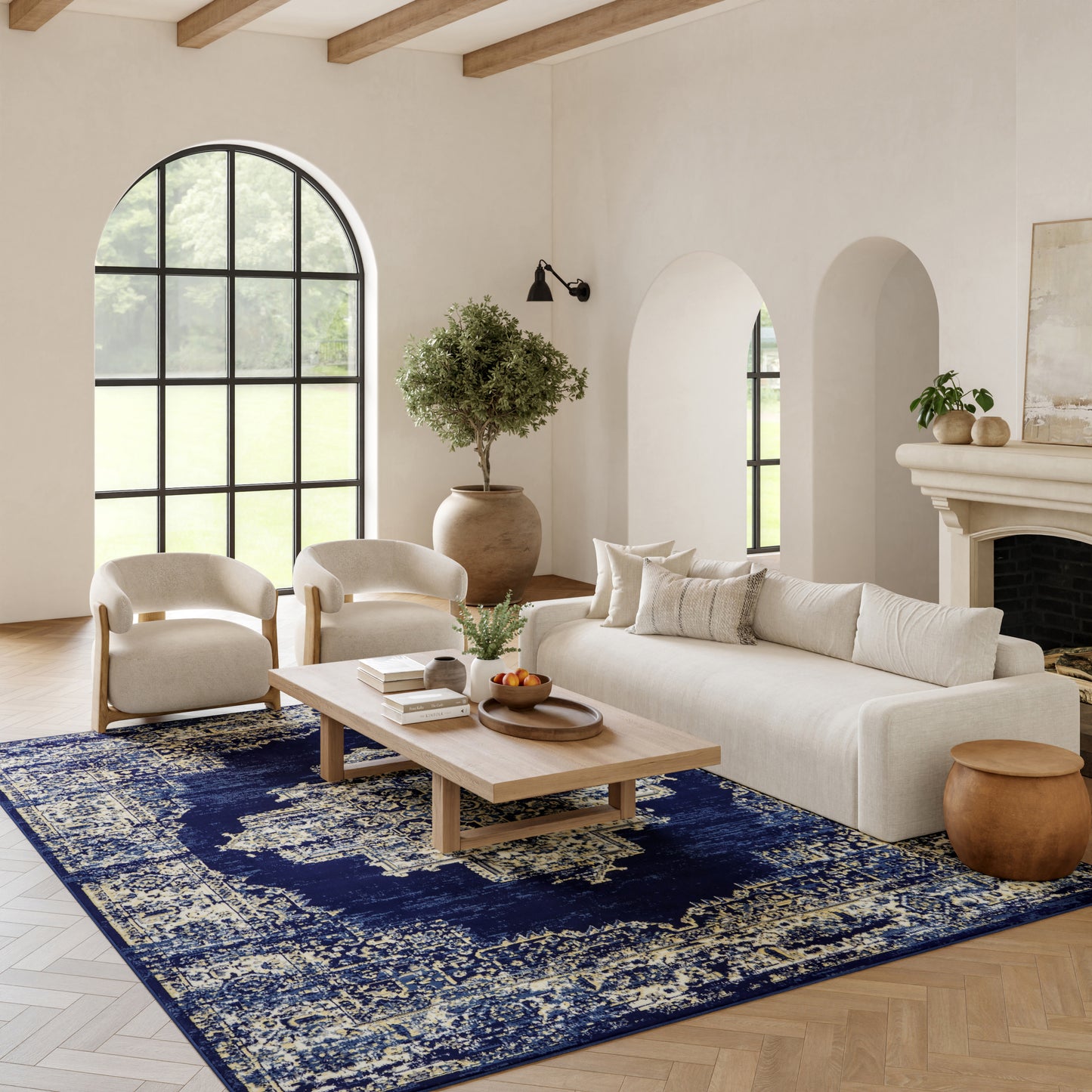 Nourison Home Grafix  Navy Blue  Transitional