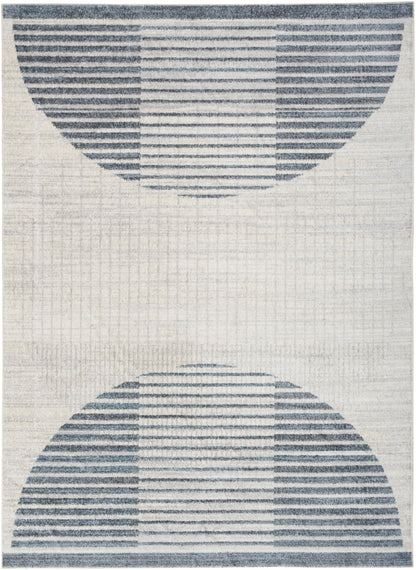 Nourison Home Astra Machine Washable ASW03 Ivory Blue Contemporary Power-loomed Rug