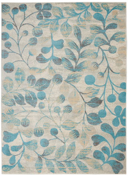 Nourison Home Tranquil TRA03 Ivory Turquoise Contemporary Power-loomed Rug