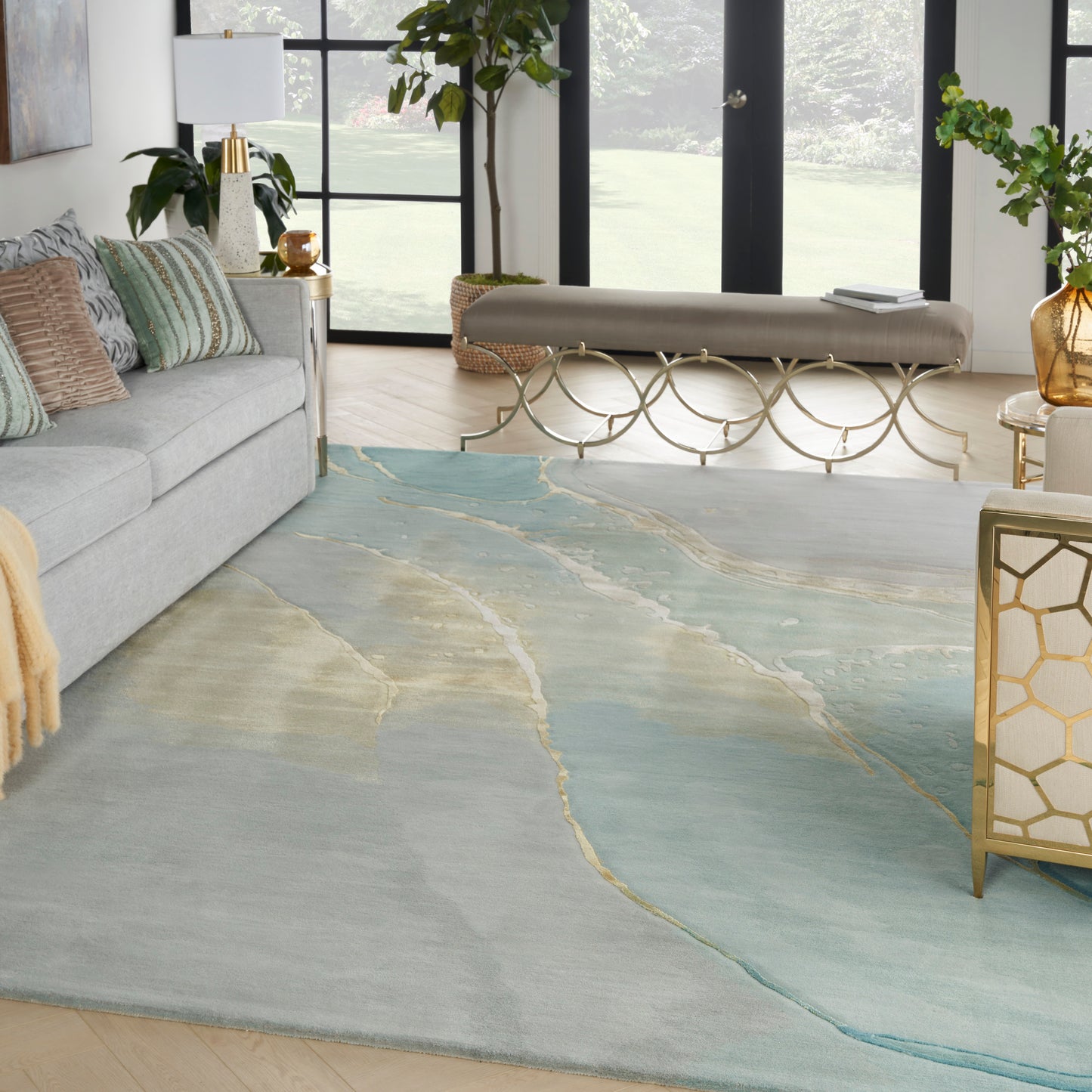 Nourison Home Prismatic  Grey Seafoam  Contemporary