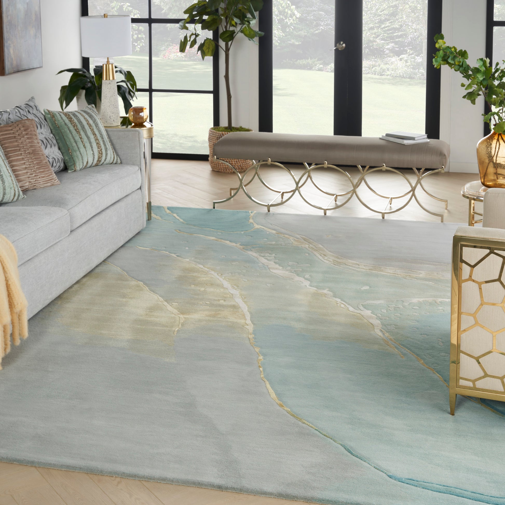 Nourison Home Prismatic  Grey Seafoam  Contemporary