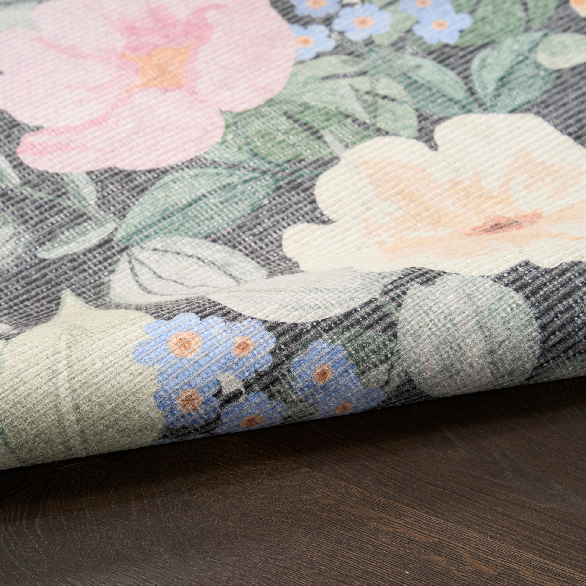 Nourison Home Botanical Washables  Charcoal Multicolor  Contemporary