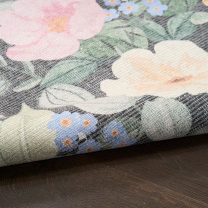 Nourison Home Botanical Washables  Charcoal Multicolor  Contemporary