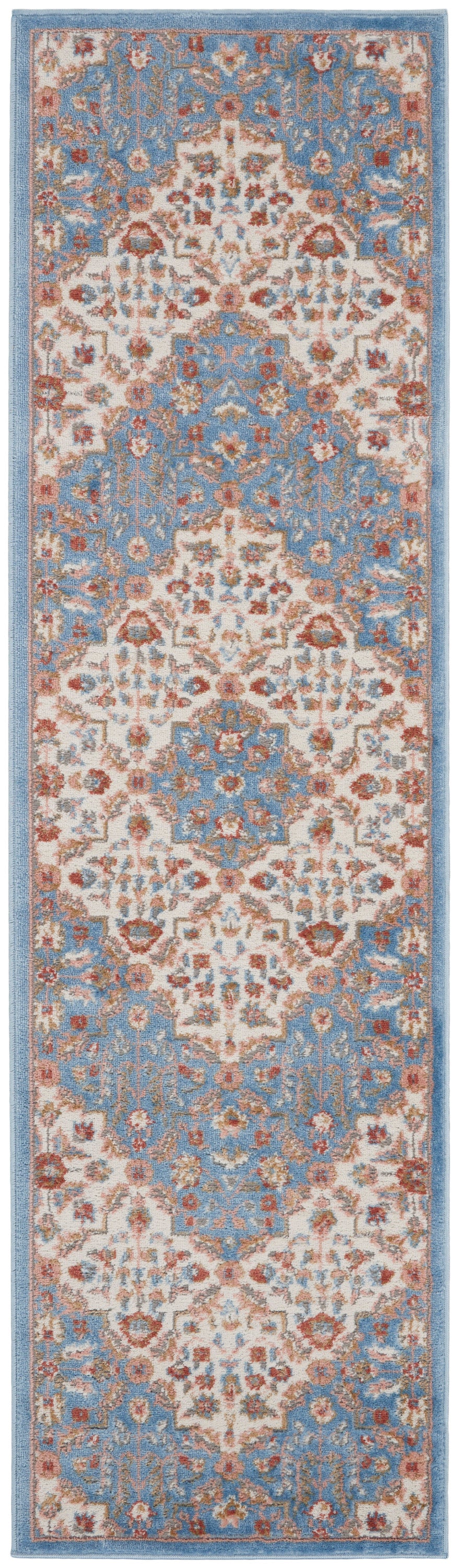 Nourison Home Elation ETN08 Ivory Blue Traditional Power-loomed Rug