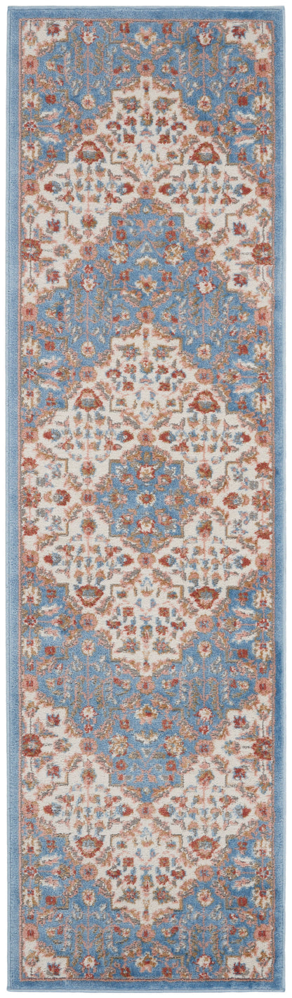 Nourison Home Elation ETN08 Ivory Blue Traditional Power-loomed Rug