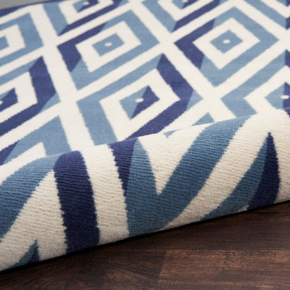 Nourison Home Grafix  White Blue  Contemporary