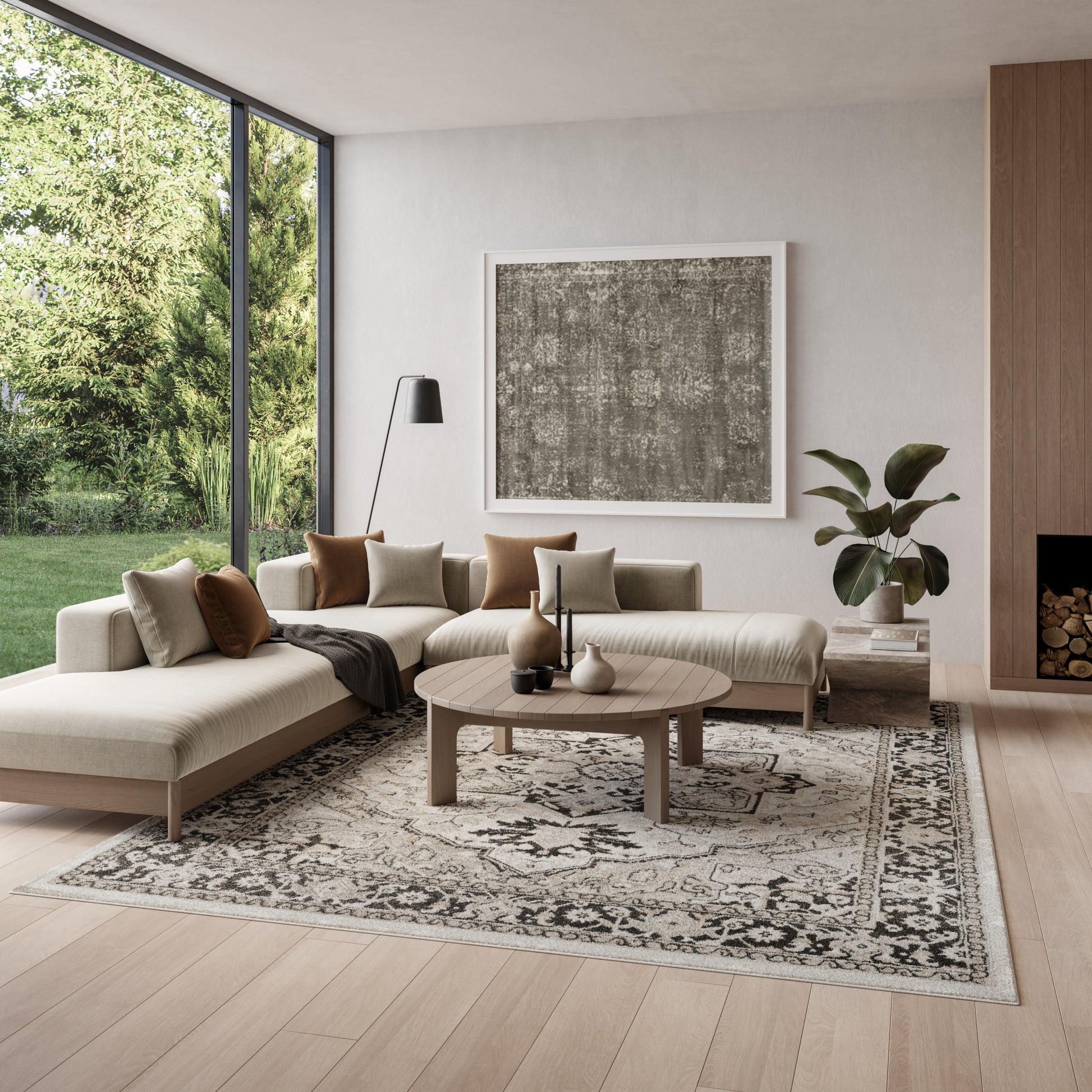Nourison Home Dekor  Ivory Charcoal  Traditional