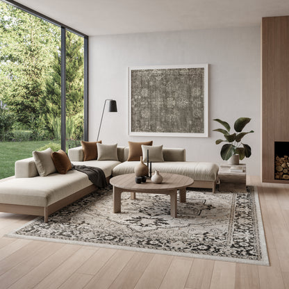 Nourison Home Dekor  Ivory Charcoal  Traditional
