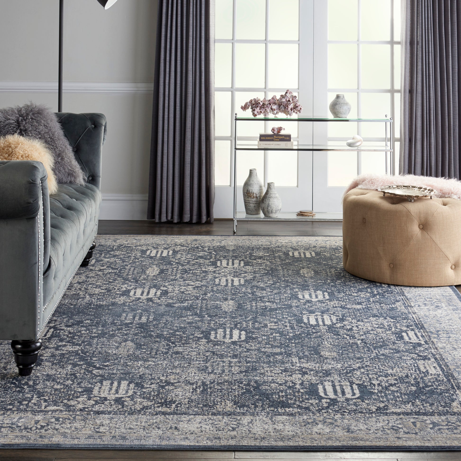 Nourison Home Malta  Navy Ivory  Traditional