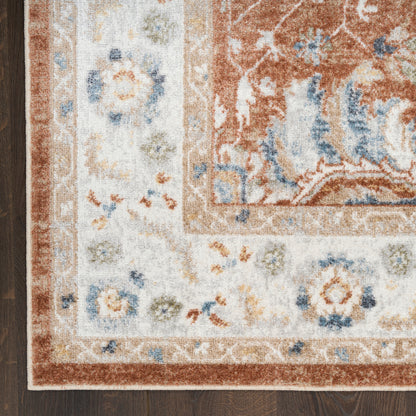 Nourison Home Astra Machine Washable  Rust Ivory  Traditional