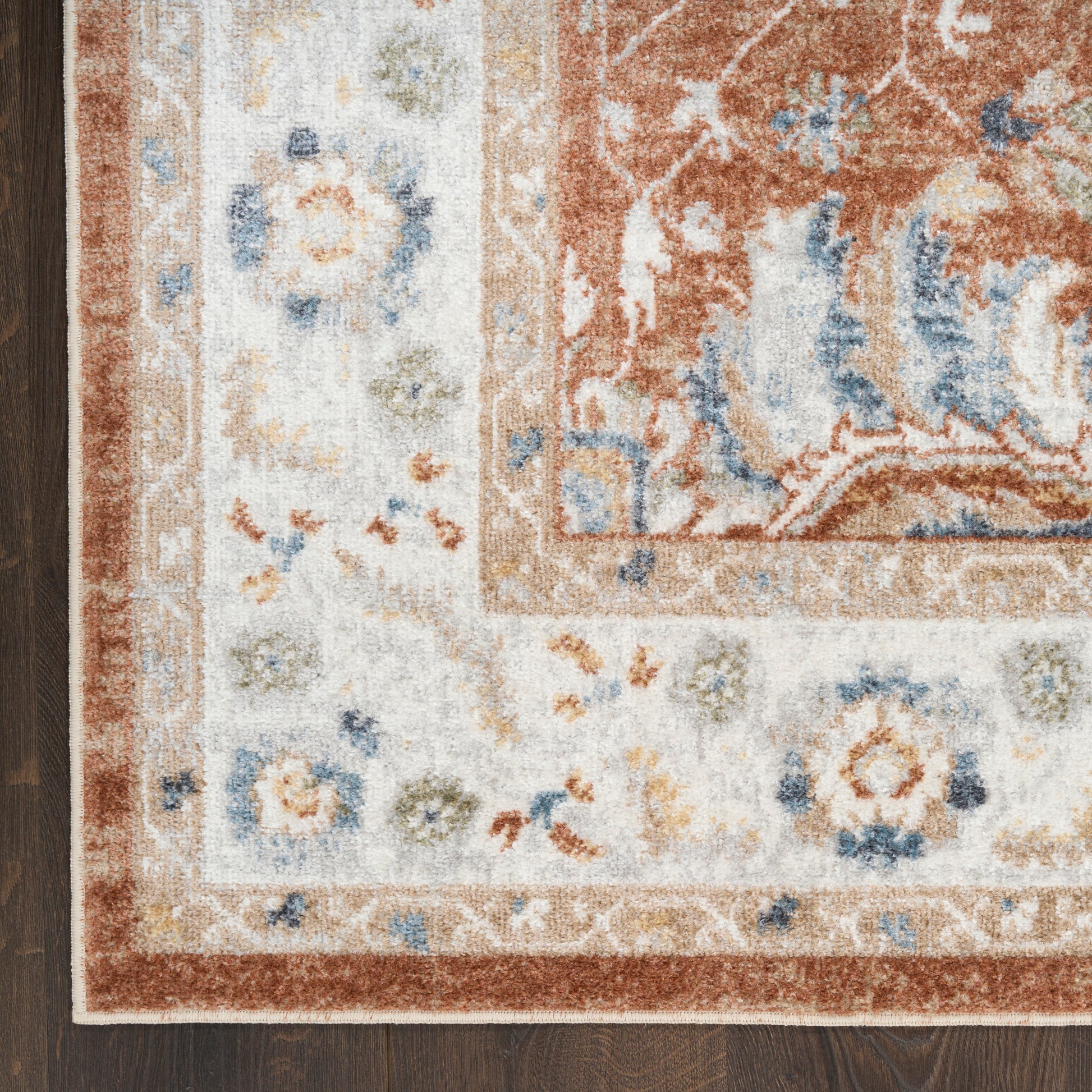 Nourison Home Astra Machine Washable  Rust Ivory  Traditional