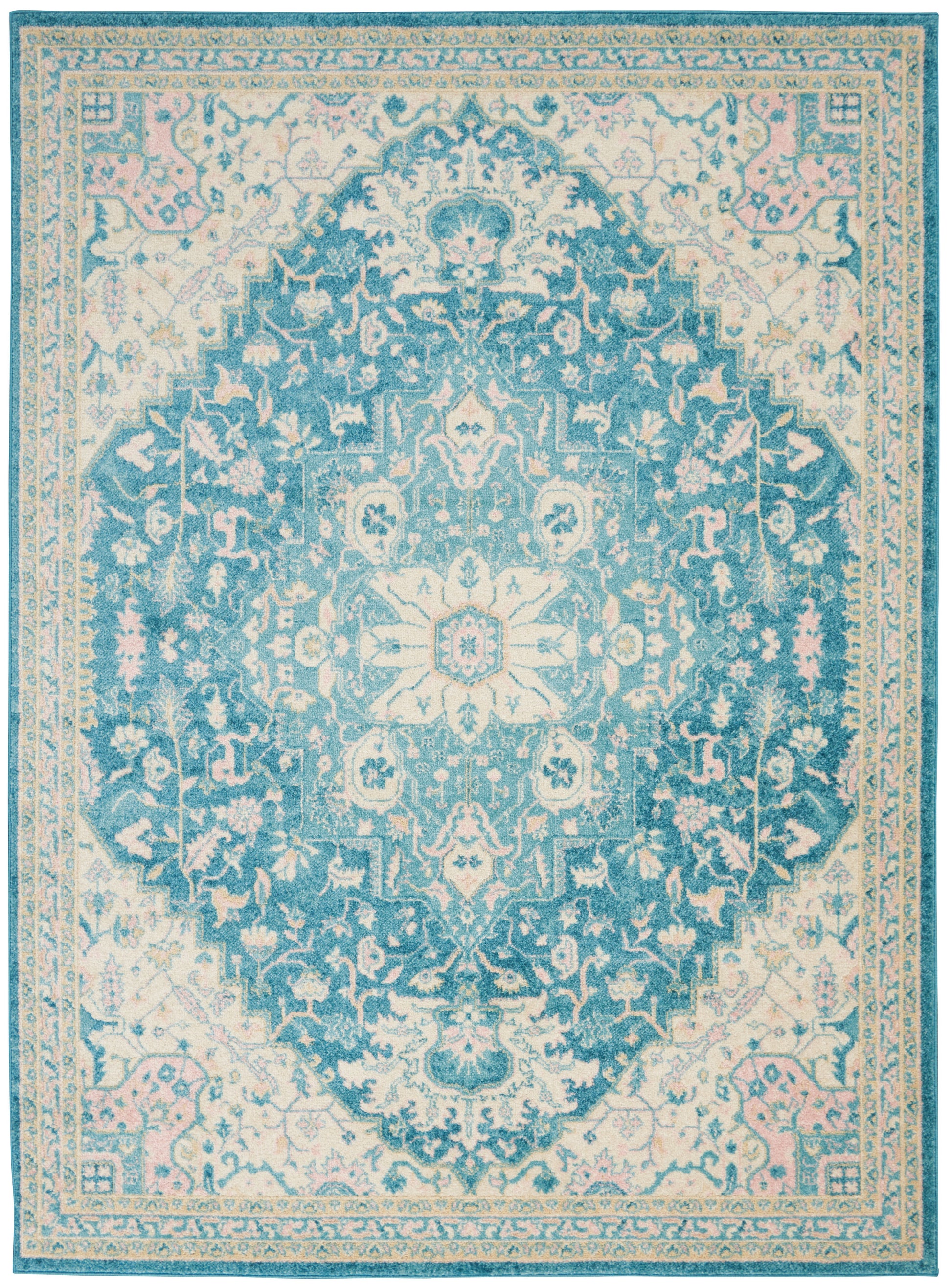 Nourison Home Tranquil  Ivory Turquoise  Traditional