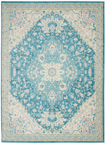 Nourison Home Tranquil  Ivory Turquoise  Traditional