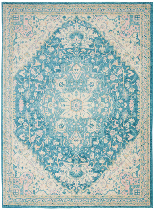Nourison Home Tranquil  Ivory Turquoise  Traditional