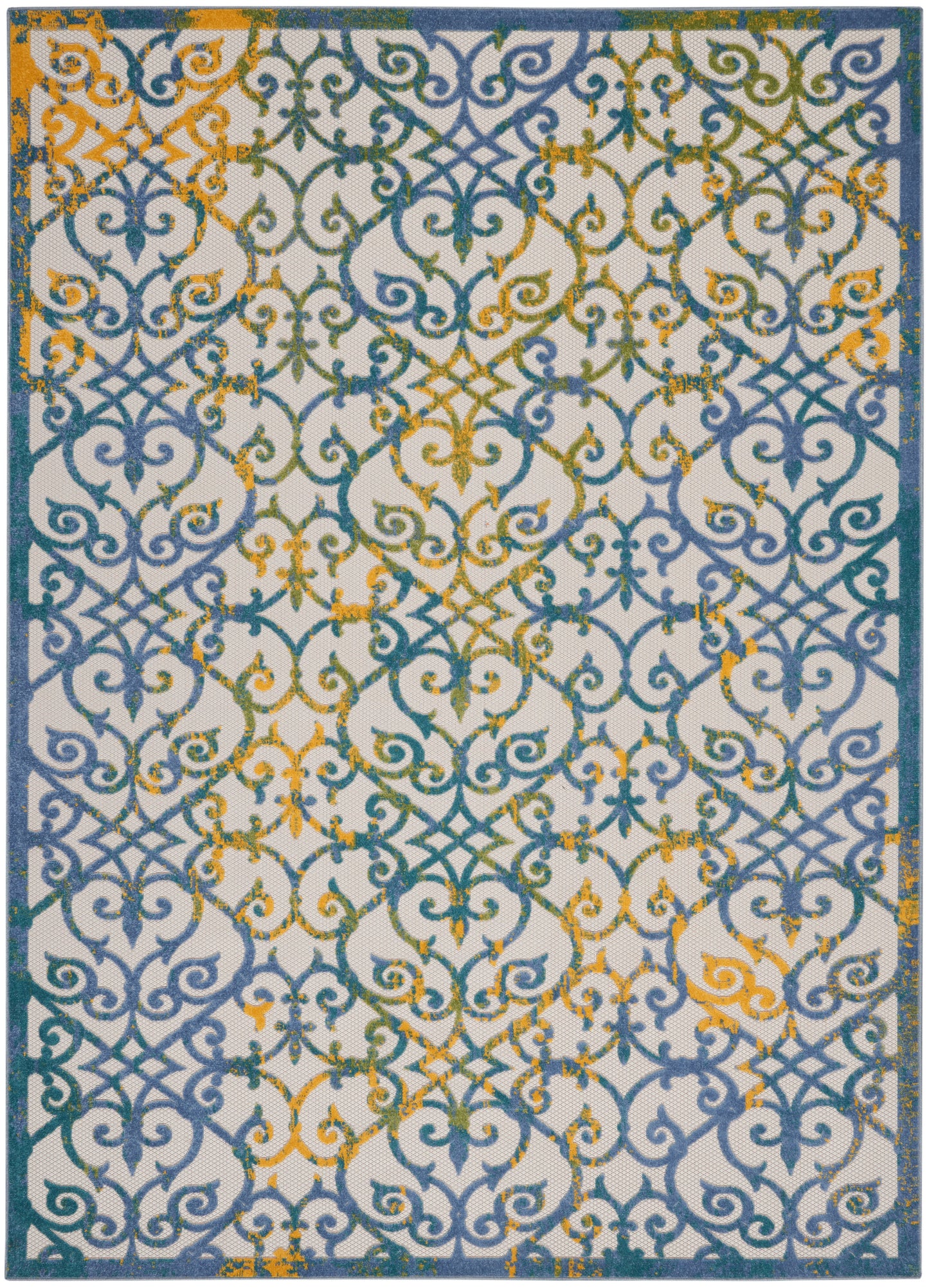 Nourison Home Aloha ALH21 Ivory Blue Contemporary Power-loomed Rugs