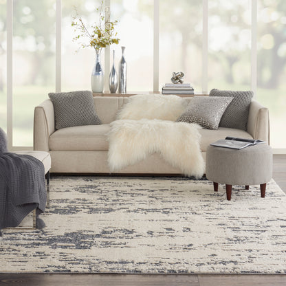 Nourison Home Zermatt  Ivory Blue  Contemporary