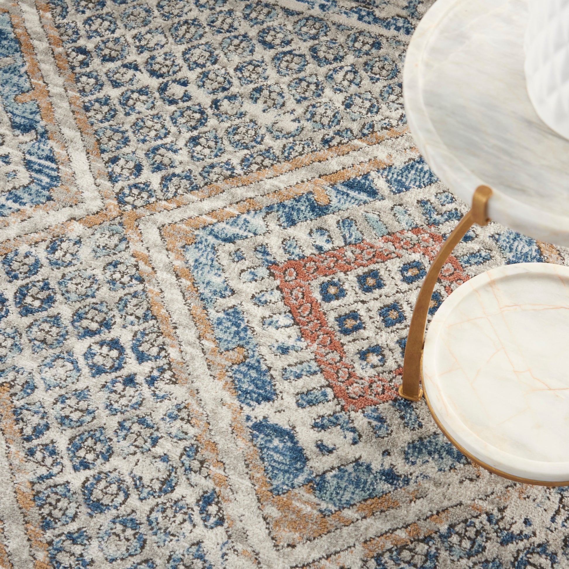 Nourison Home Quarry  Blue Ivory  Contemporary