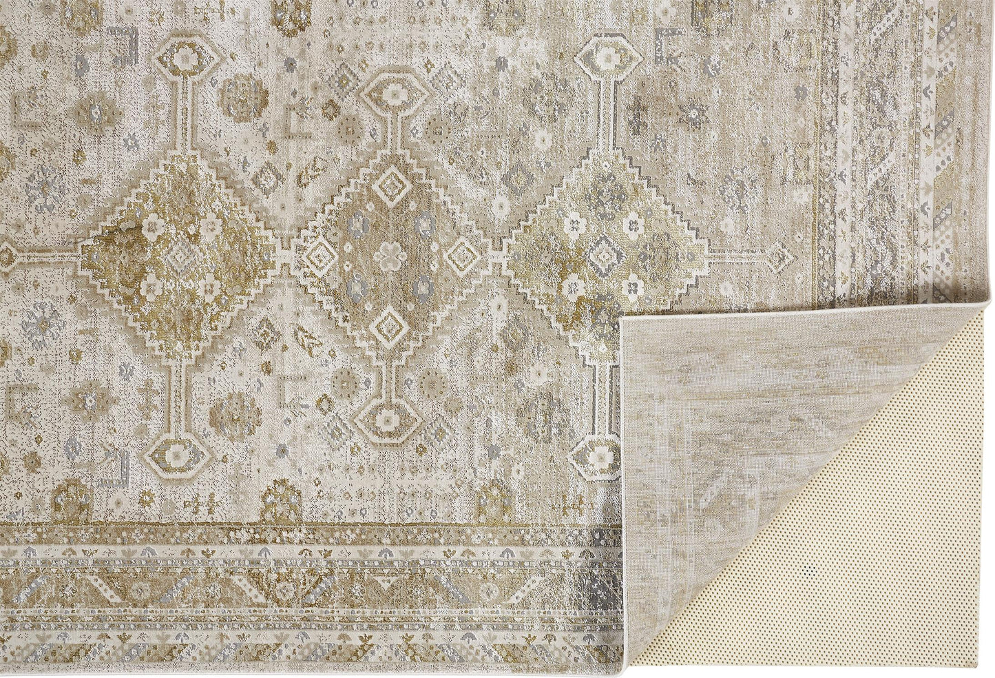 Feizy Aura 3738F Gold Beige Modern/Vintage/Classic Machine Woven